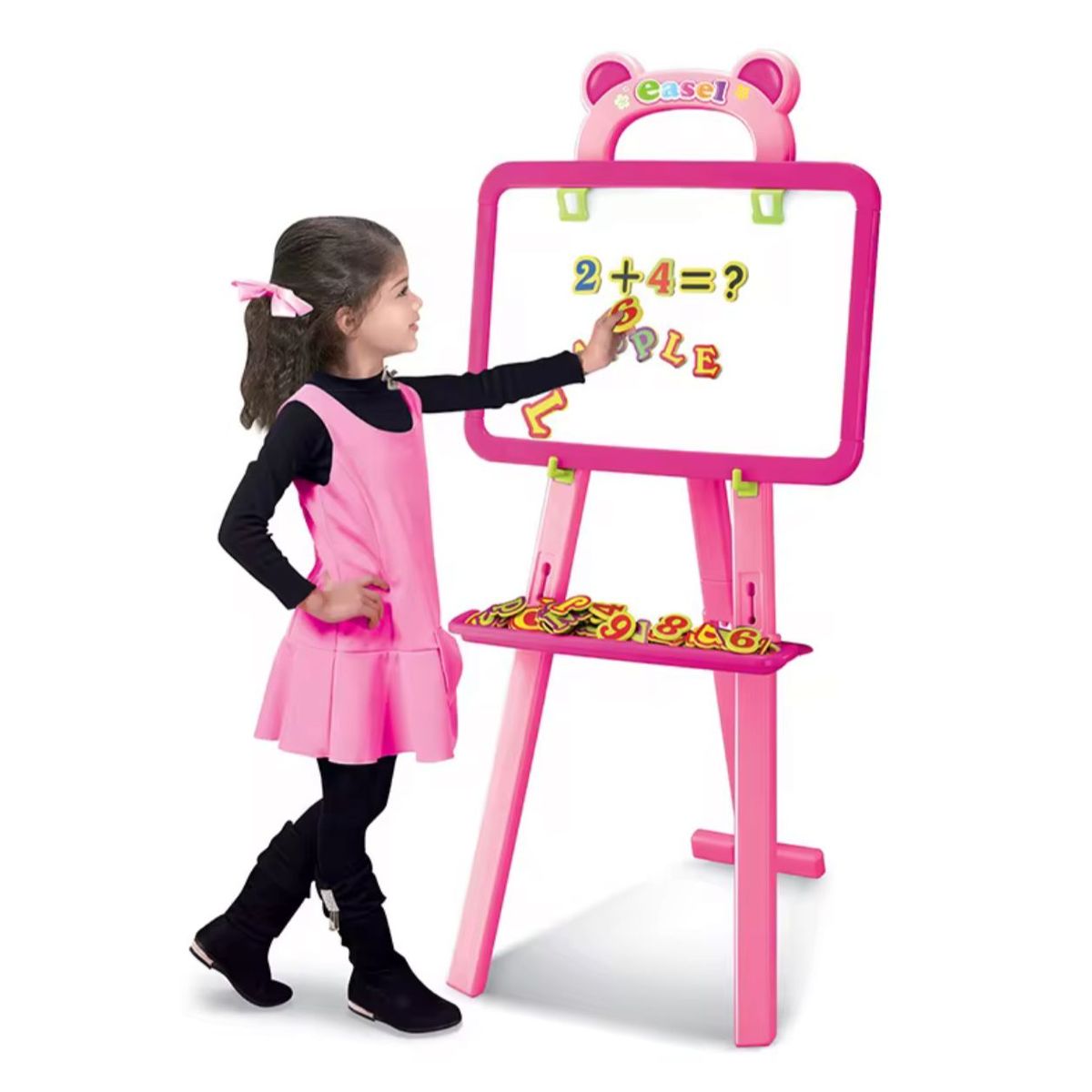 GENERICO - Pizarra Infantil De Doble cara Magnético  3 en 1 Rosada