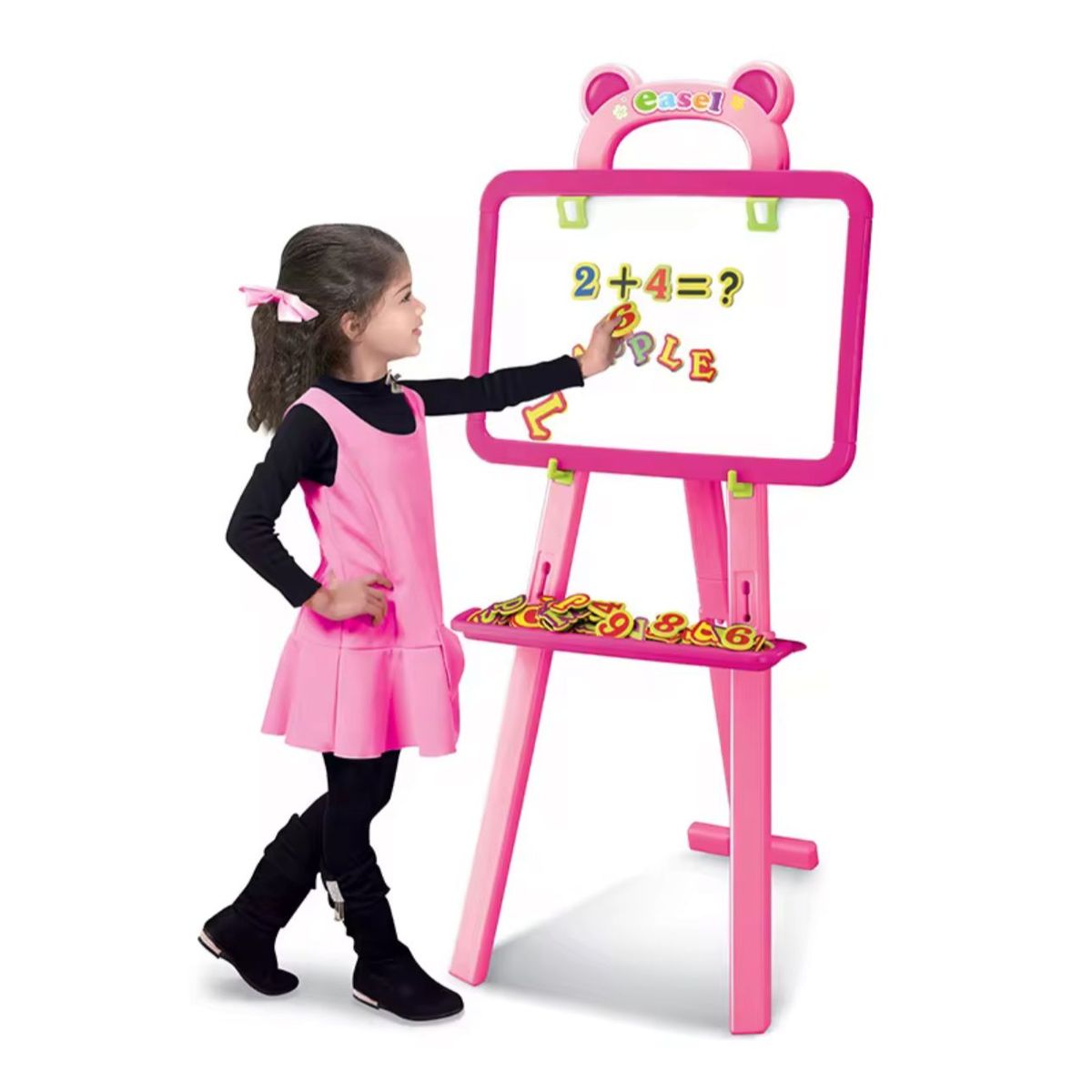 GENERICO - Pizarra Infantil De Doble cara Magnético  3 en 1 Rosada