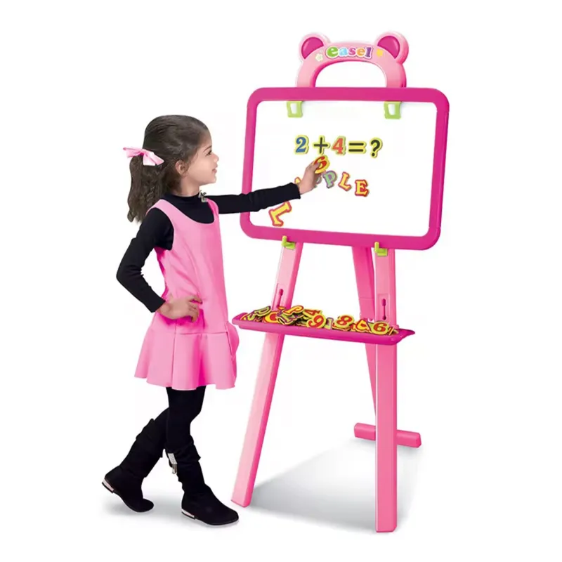 GENERICO - Pizarra Infantil De Doble cara Magnético  3 en 1 Rosada