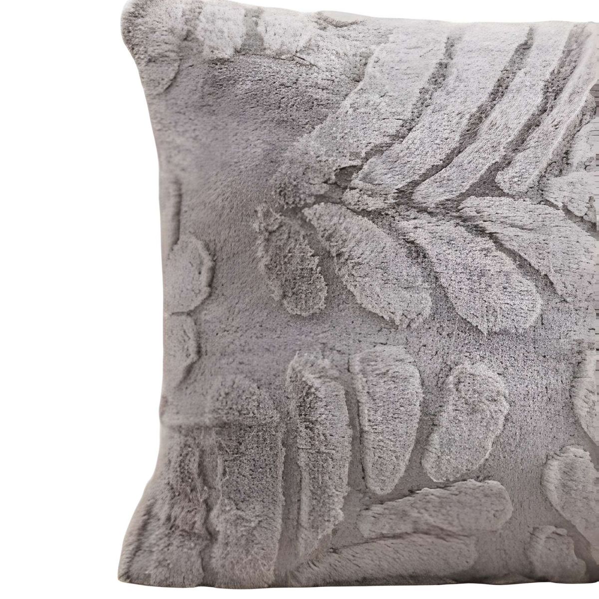 GENERICO - JUEGO DE 2 FUNDAS PELUDAS DE HOJA MODERNA 45X45 GRIS…