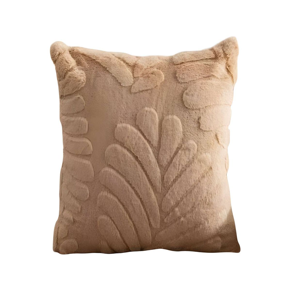 GENERICO - JUEGO DE 4 FUNDAS PELUDAS DE HOJA MODERNA 45X45 CAFÉ…