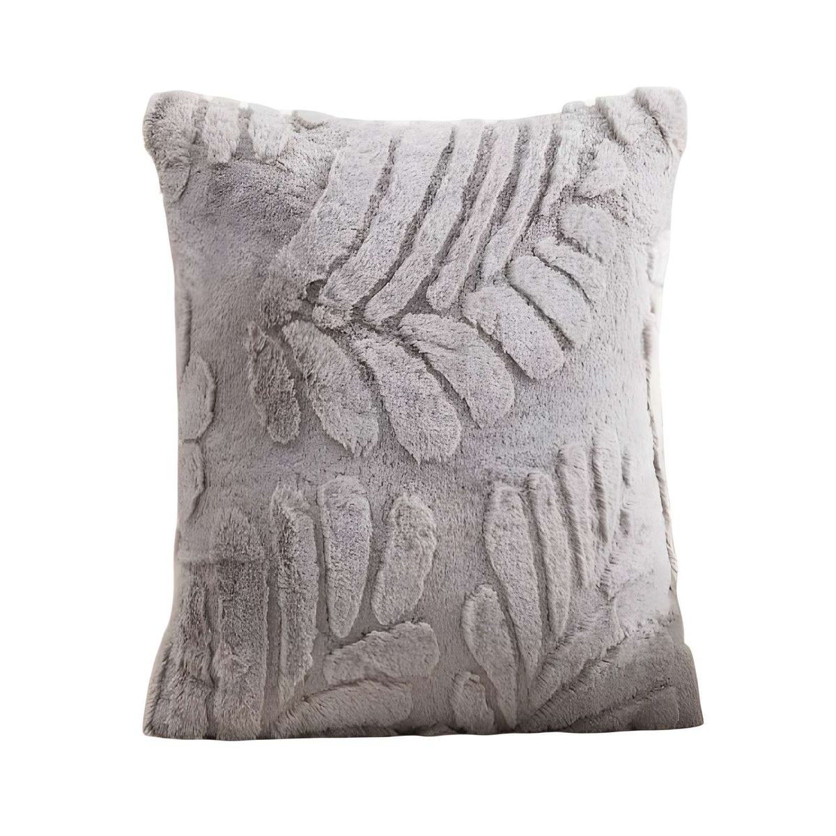 GENERICO - JUEGO DE 4 FUNDAS PELUDAS DE HOJA MODERNA 45X45 GRIS…