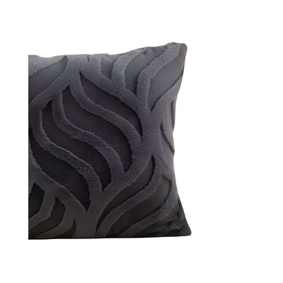 Imagen 2 del producto JUEGO DE 2 FUNDAS PELUDAS HOJA 45X45 NEGRO…