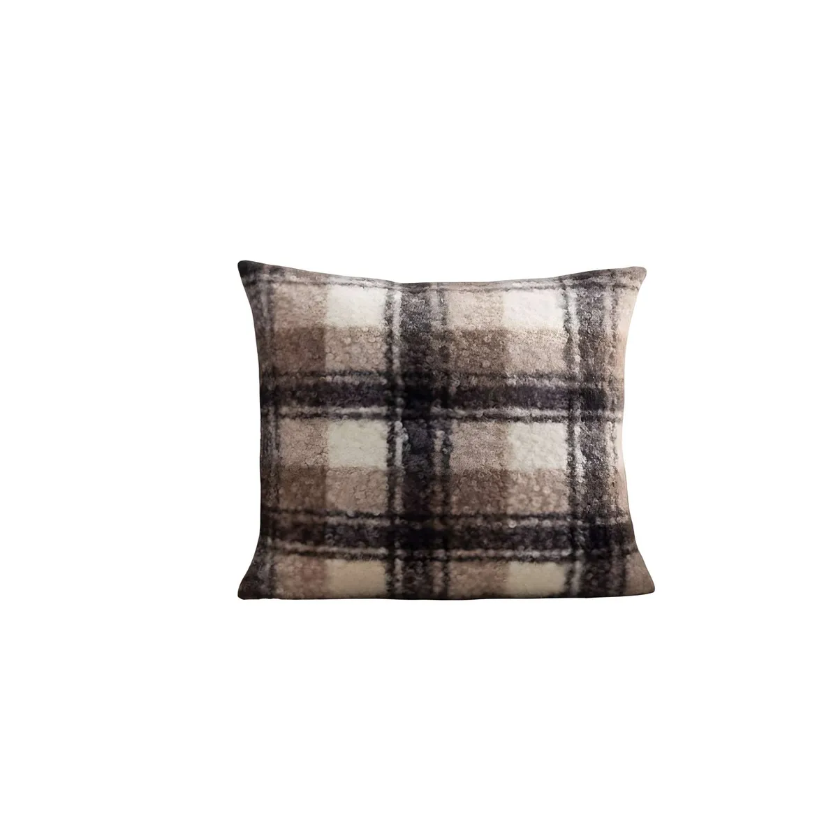 GENERICO - JUEGO DE 2 FUNDAS PELUDAS CUADRILLE FELPA 45X45 CAFÉ OSCURO