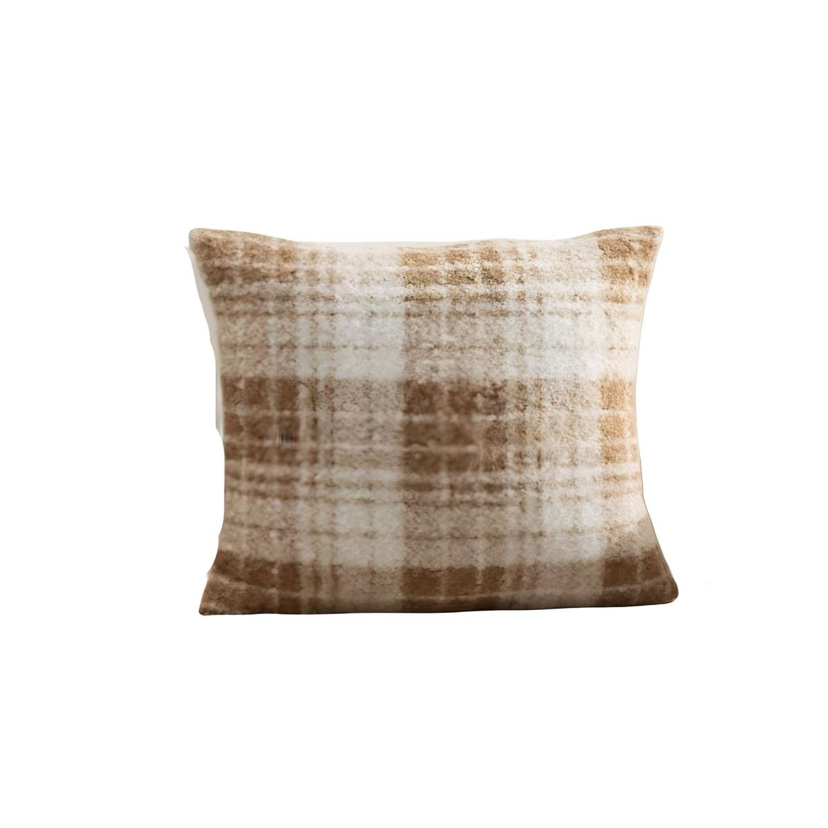 GENERICO - JUEGO DE 4 FUNDAS PELUDAS CUADRILLE FELPA 45X45 CAFÉ CLARO