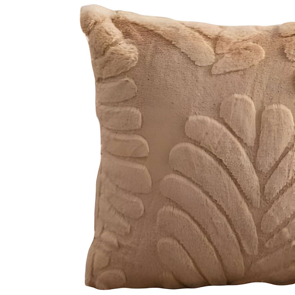 GENERICO - JUEGO DE 4 FUNDAS PELUDAS DE HOJA MODERNA 45X45 CAFÉ…