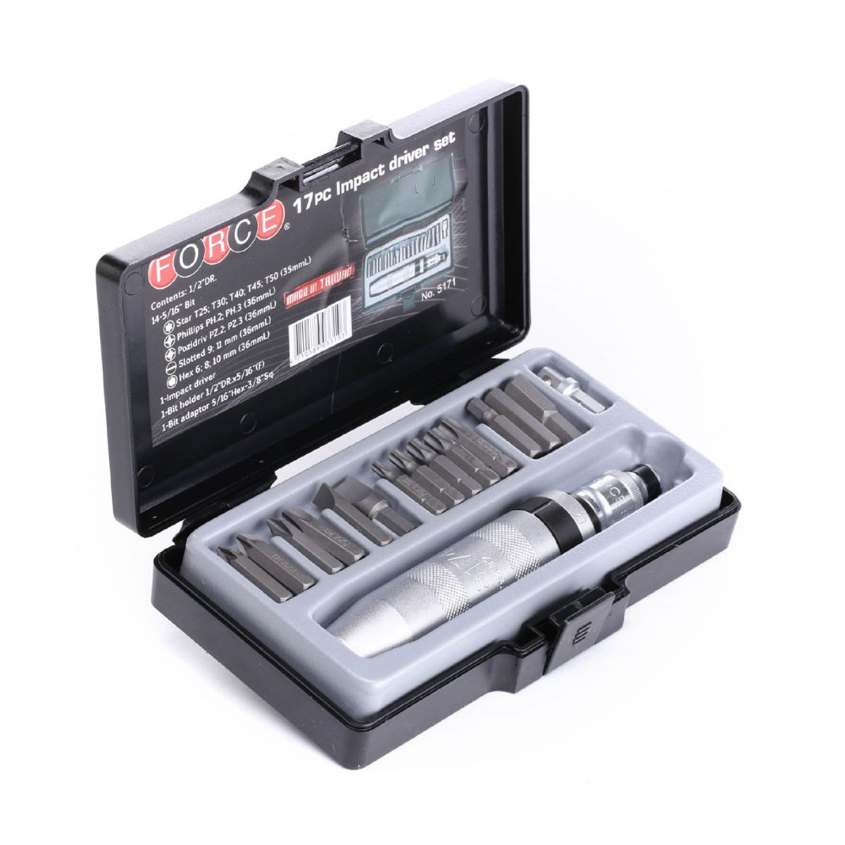 FORCE - Juego de Destornilladores de Impacto - 17 Piezas