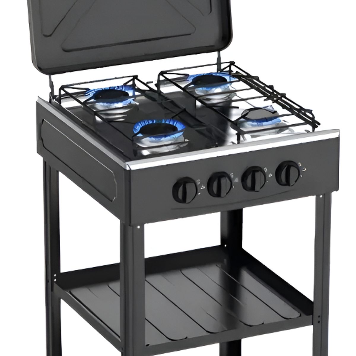 GENERICO - Cocina Encimera A Gas 4 Quemadores Con Repisas Color Negro
