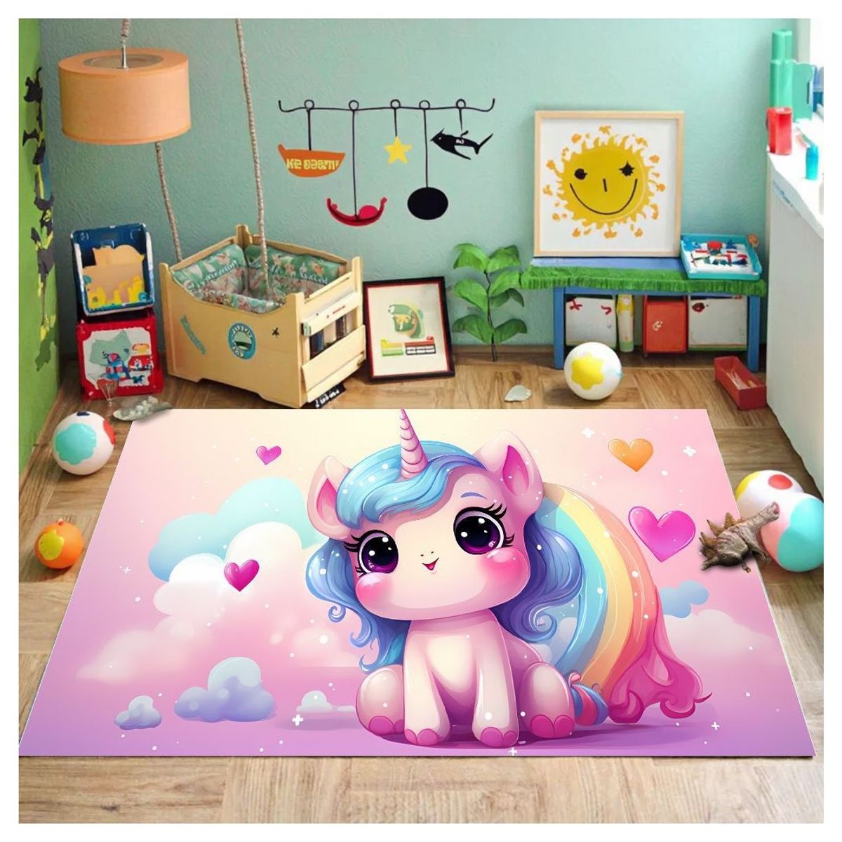 SMARTY XPERIENCE - Alfombra Lisa Infantil Baby Unicorn 120x160 CM