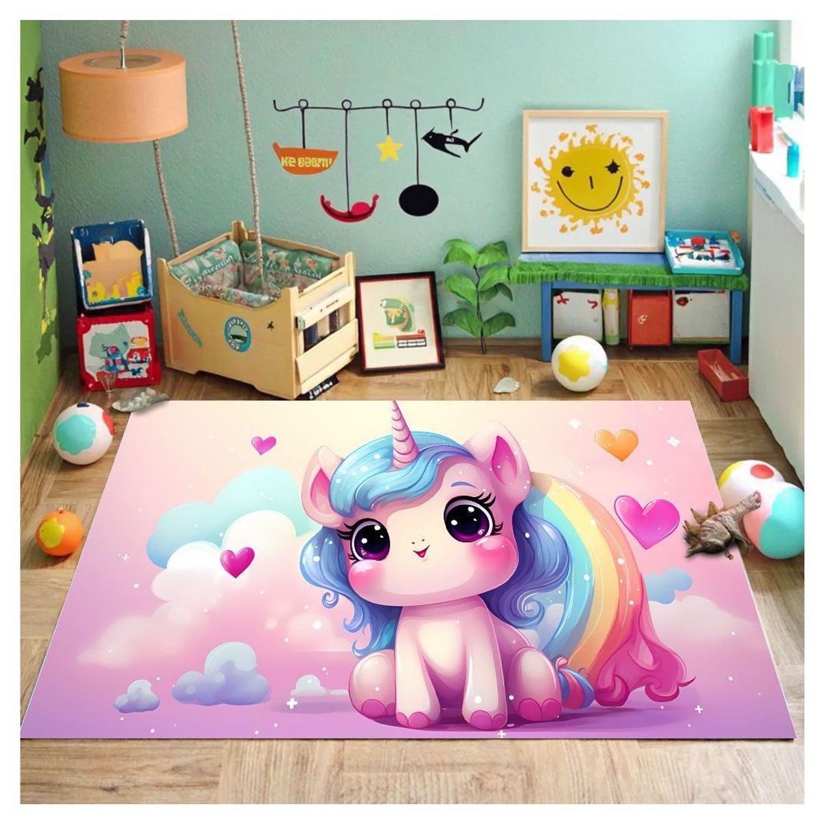 SMARTY XPERIENCE - Alfombra Lisa Infantil Baby Unicorn 120x160 CM