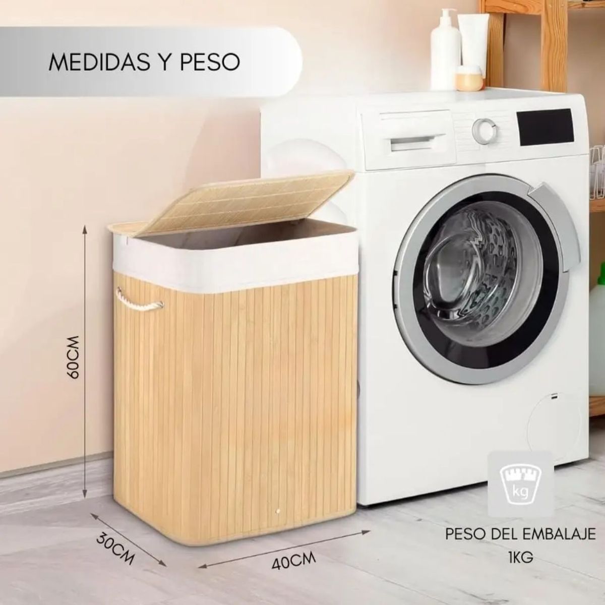 GENERICO - Canasto De Ropa Sucia De Bambú