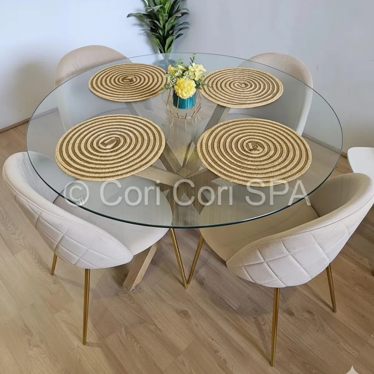 CORI CORI - Comedor Warwick 100cm + 4 Sillas Bread Gold…
