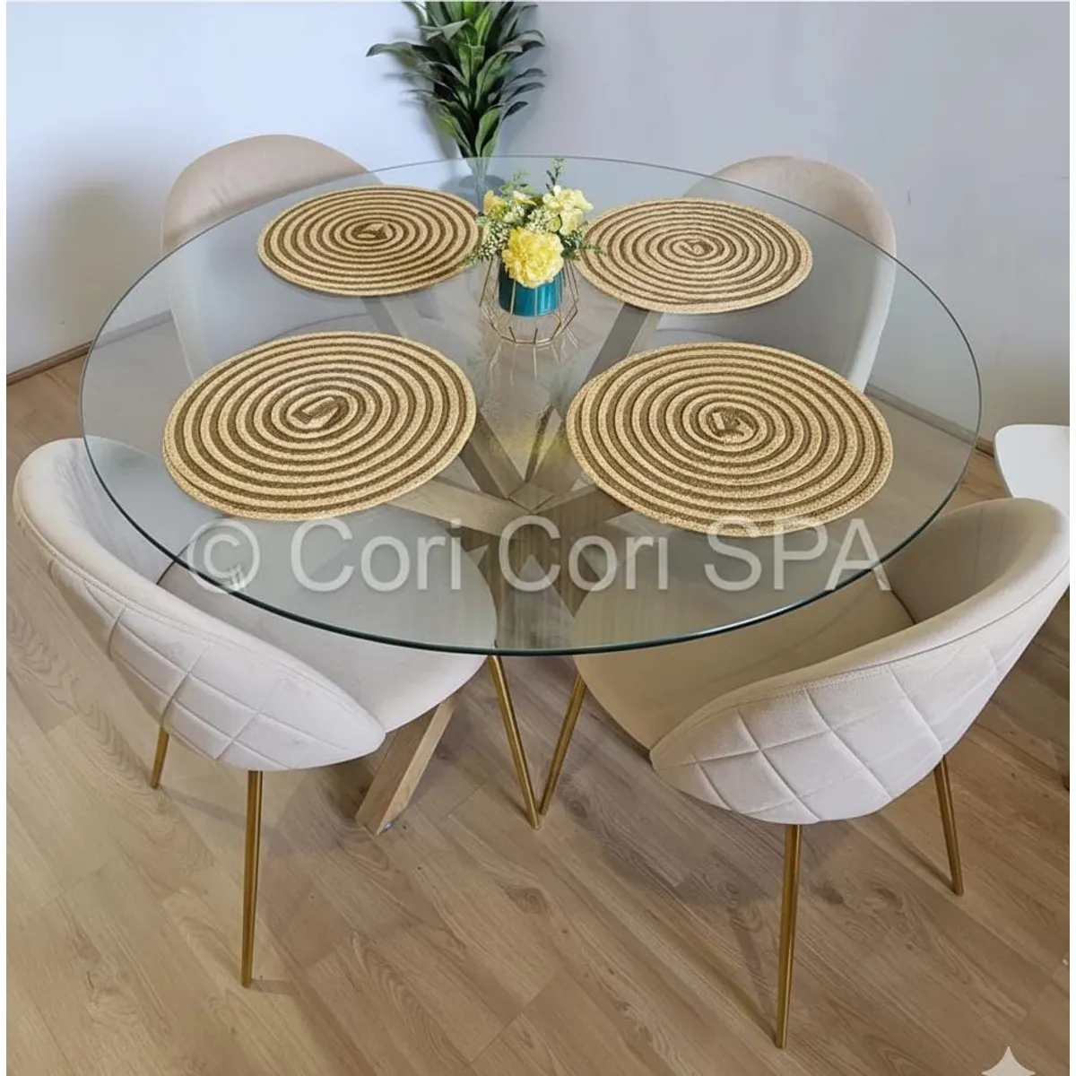 CORI CORI - Comedor Warwick 100cm + 4 Sillas Bread Gold…