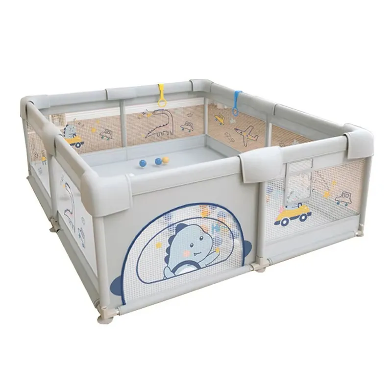 BABYMINE - Corral de Juegos para Bebés 1.2 x 1.8 m Gris - BABYMINE