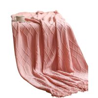 Manta Decorativa para sofas camas con Flecos 127x152 cm Rosado