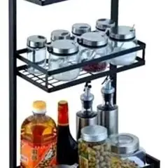 GENERICO - Organizador Cocina Rack 3 Niveles Multifuncional Color Negro