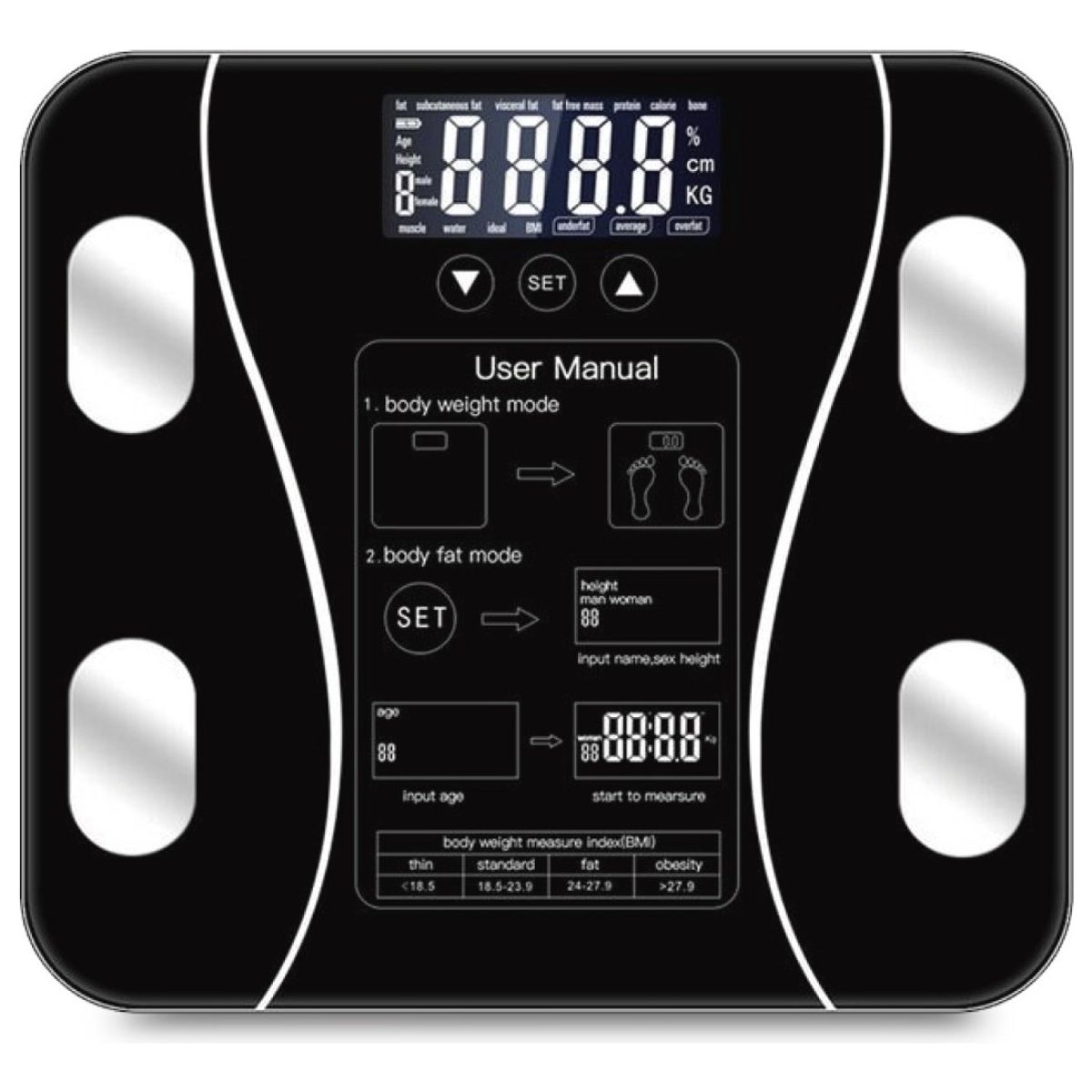 GENERICO - Balanza Pesa Digital Bluetooth Inteligente Smart Imc Baño Color Negro