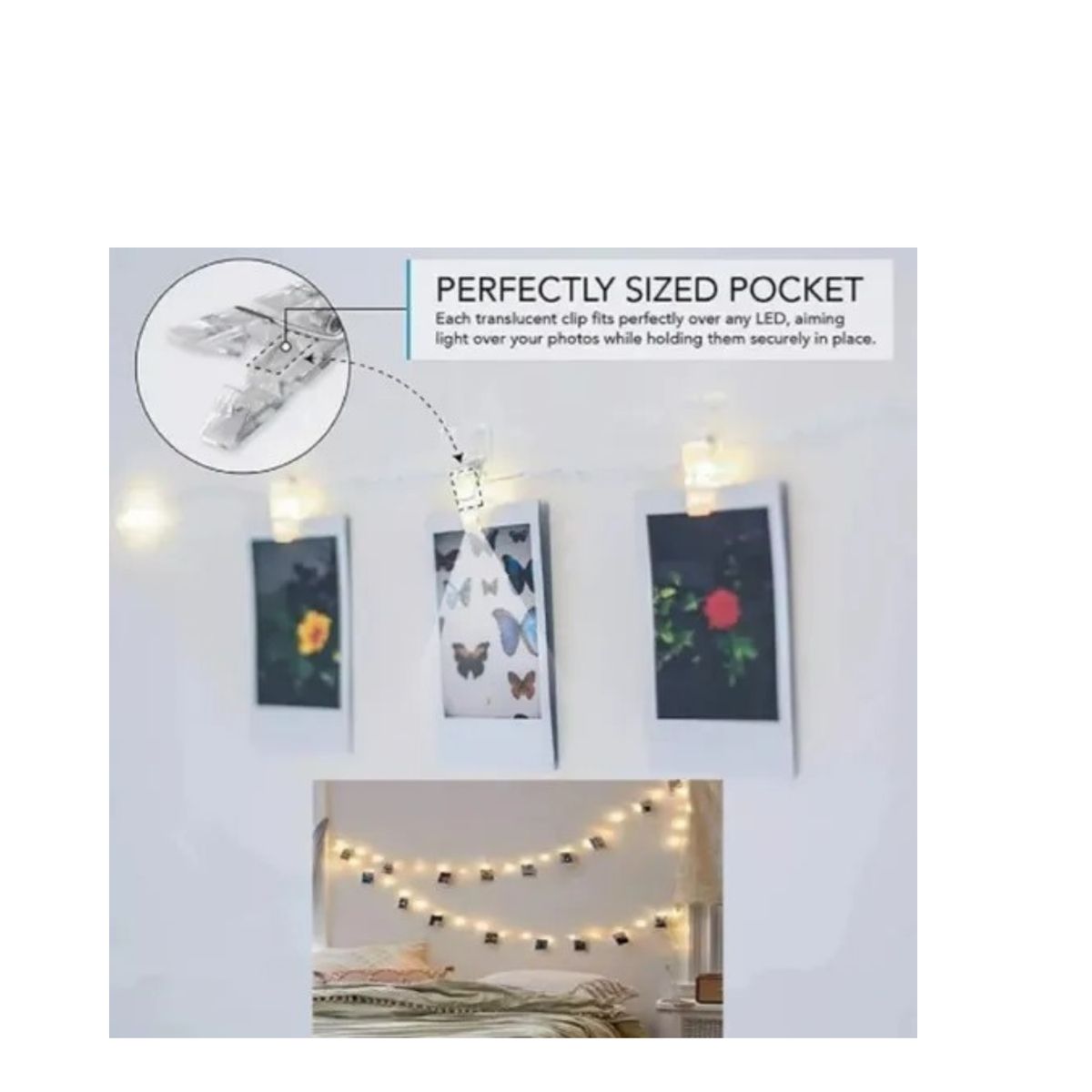 GENERICO - Guirnalda De Luces Para 10 Fotos Pilas Regalo Ganchitos Decoracion sku: TN