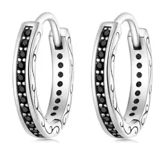 TODOJOYAS - Aros Plata 925 Argollas Huggies Circones Negros