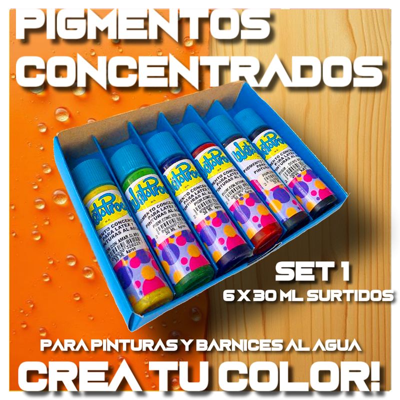WETPROOF - PIGMENTOS PARA BARNIZ PINTURA PASTA ACRILICO AL AGUA 6 UNIDS
