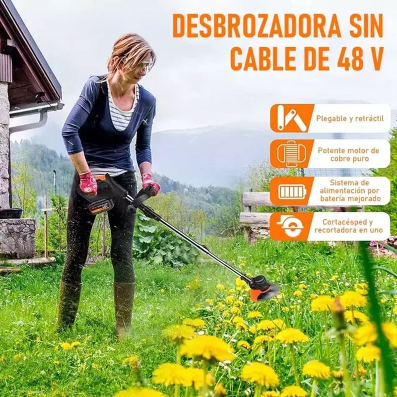 GENERICO - SET DE JARDÍN 2 EN 1, CORTADORA DE CÉSPED Y MINI MOTOSIERRA