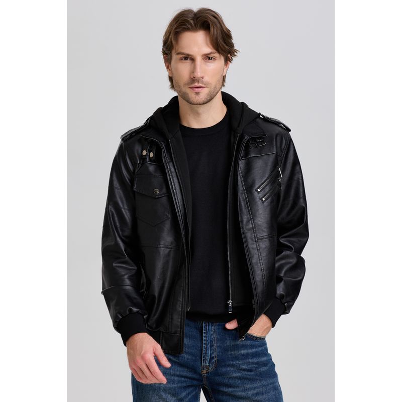 EASTONE - Chaqueta Hombre Chaqueta Abrigo Aviador Capucha Desmontable Eastone