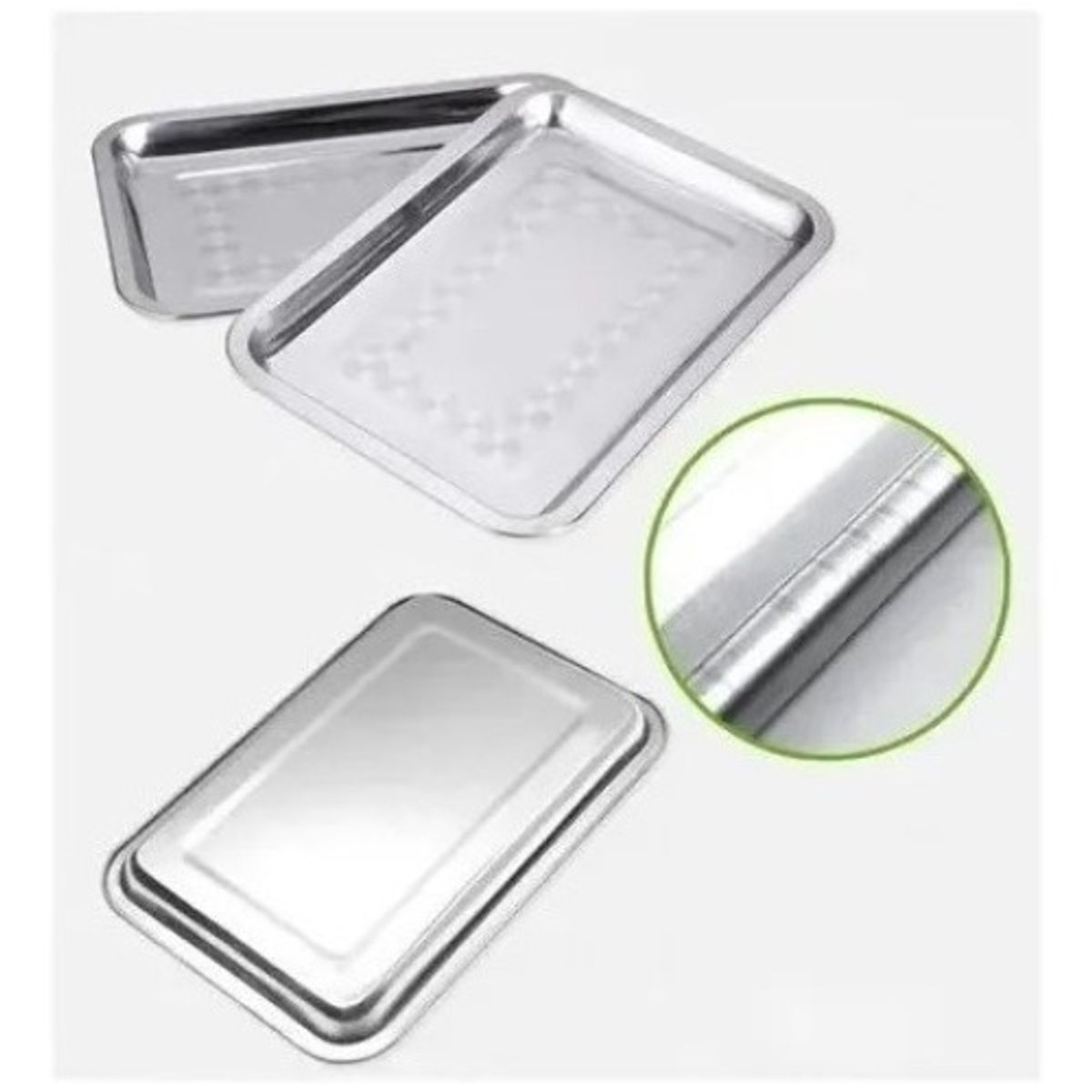 GENERICO - Pack 3 Bandeja Rectangular 32x22 Cm Plateado