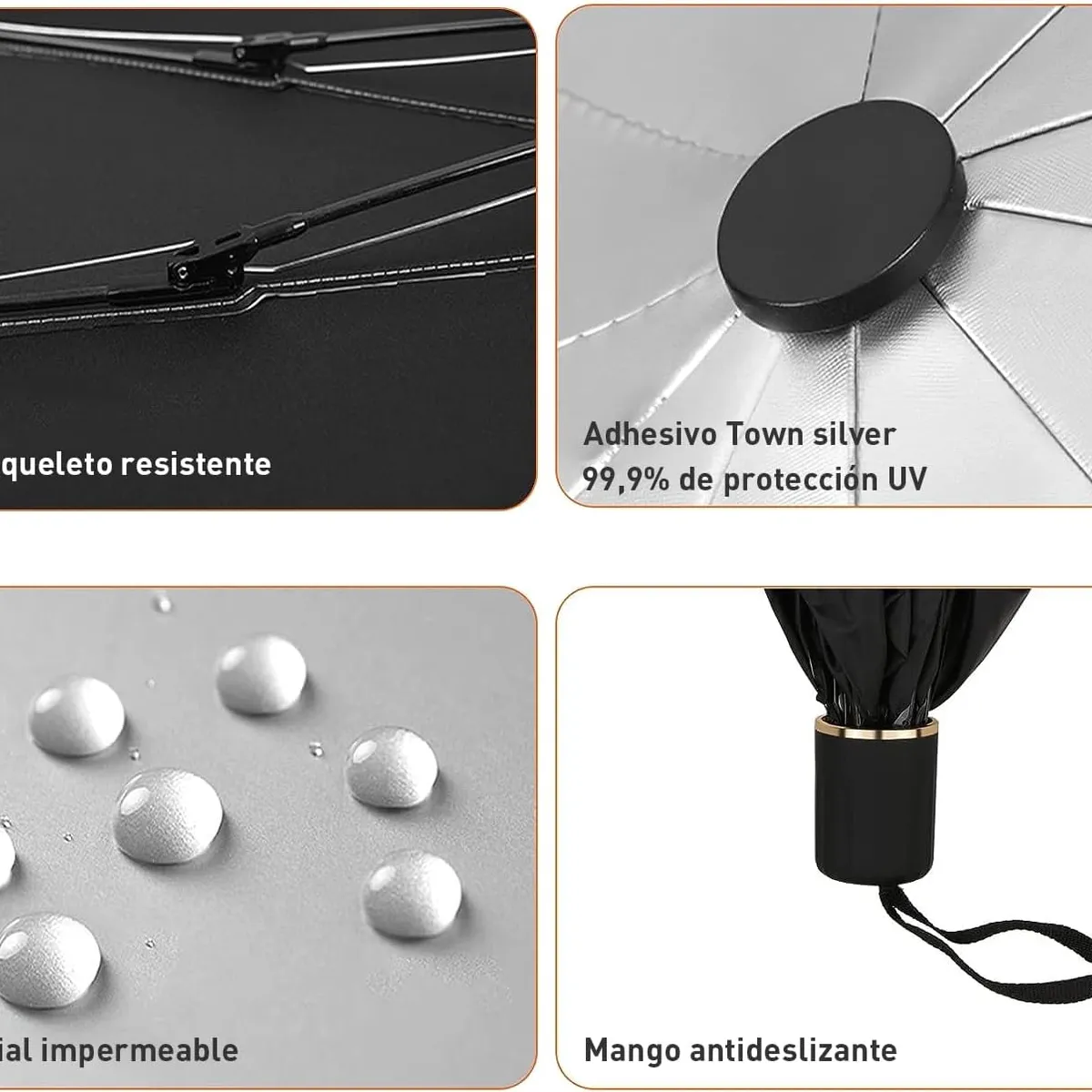 MOVI - Parasol plegable para Auto con filtro UV tipo paraguas.