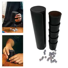 ATURE - Caja De 5 Cubiletes Para Dados De Juego Forrados En Cuero