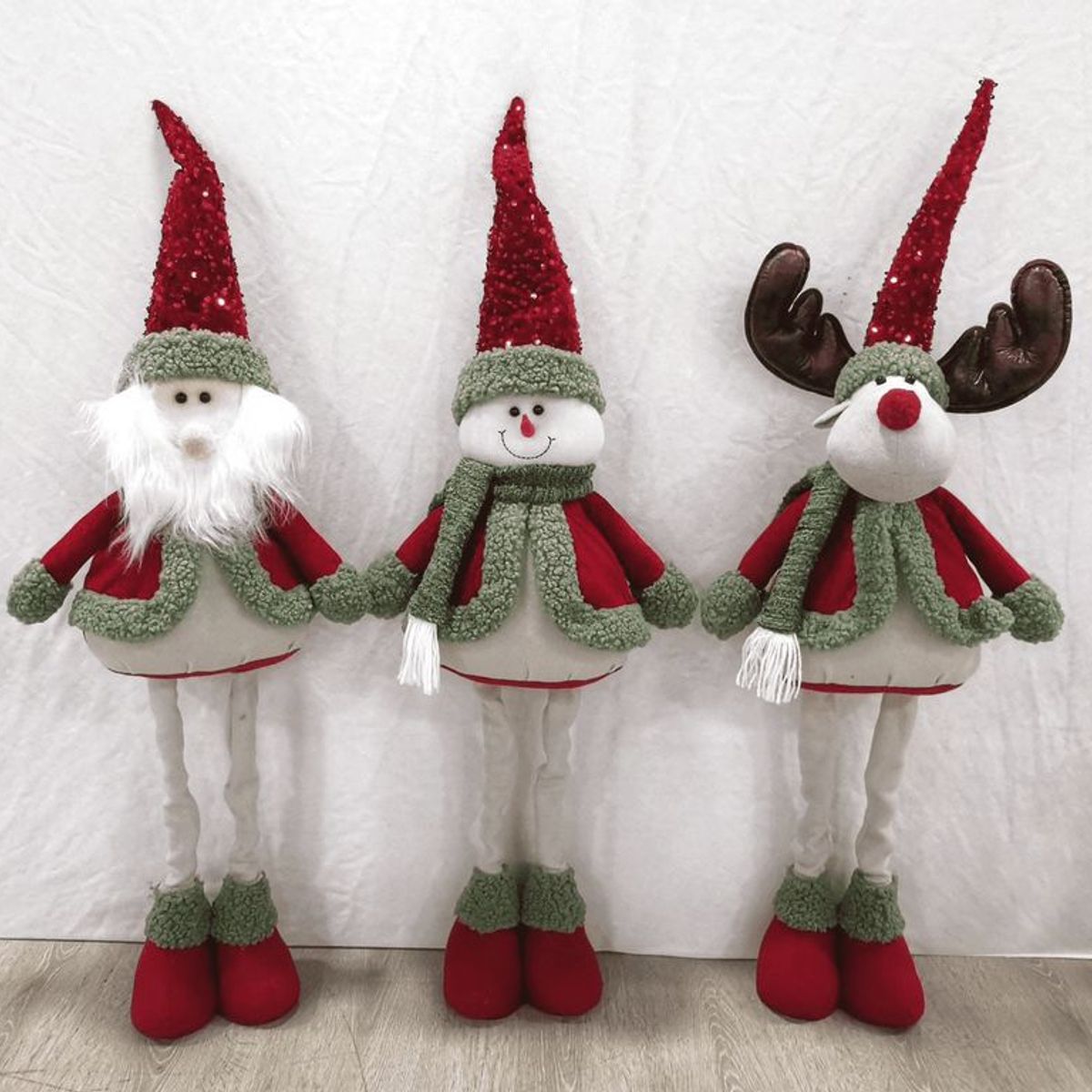 GENERICO - Set 3 Muñecos Patas Largas Navidad Rojo