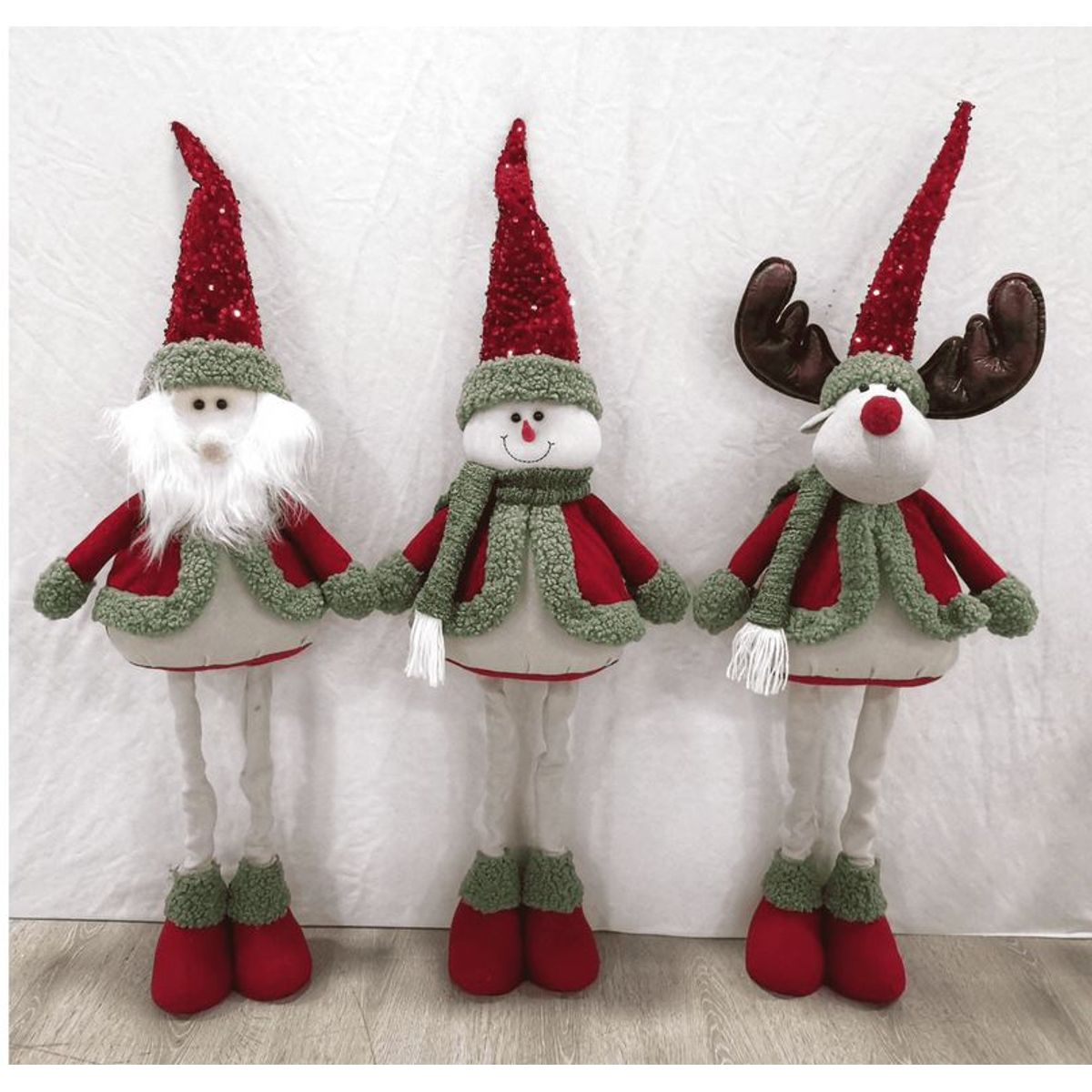 GENERICO - Set 3 Muñecos Patas Largas Navidad Rojo