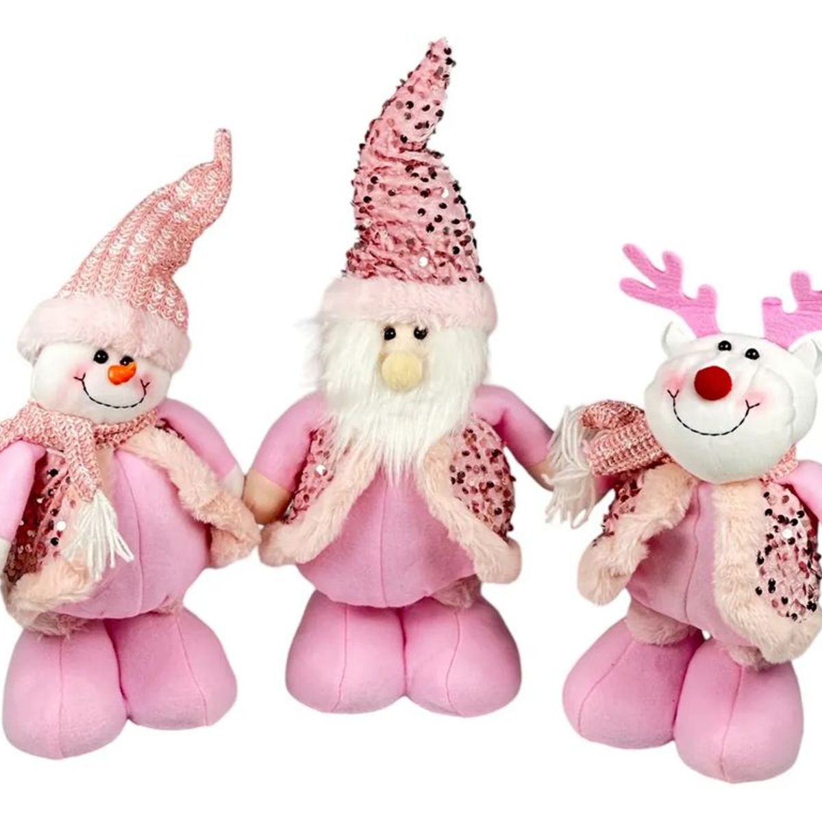 GENERICO - Set 3 Muñecos Patas Largas Navidad Rosado