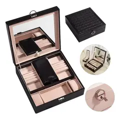 EVERSO - Organizador Joyas Estuche Joyero Portátil Viaje Exhibidor Negro