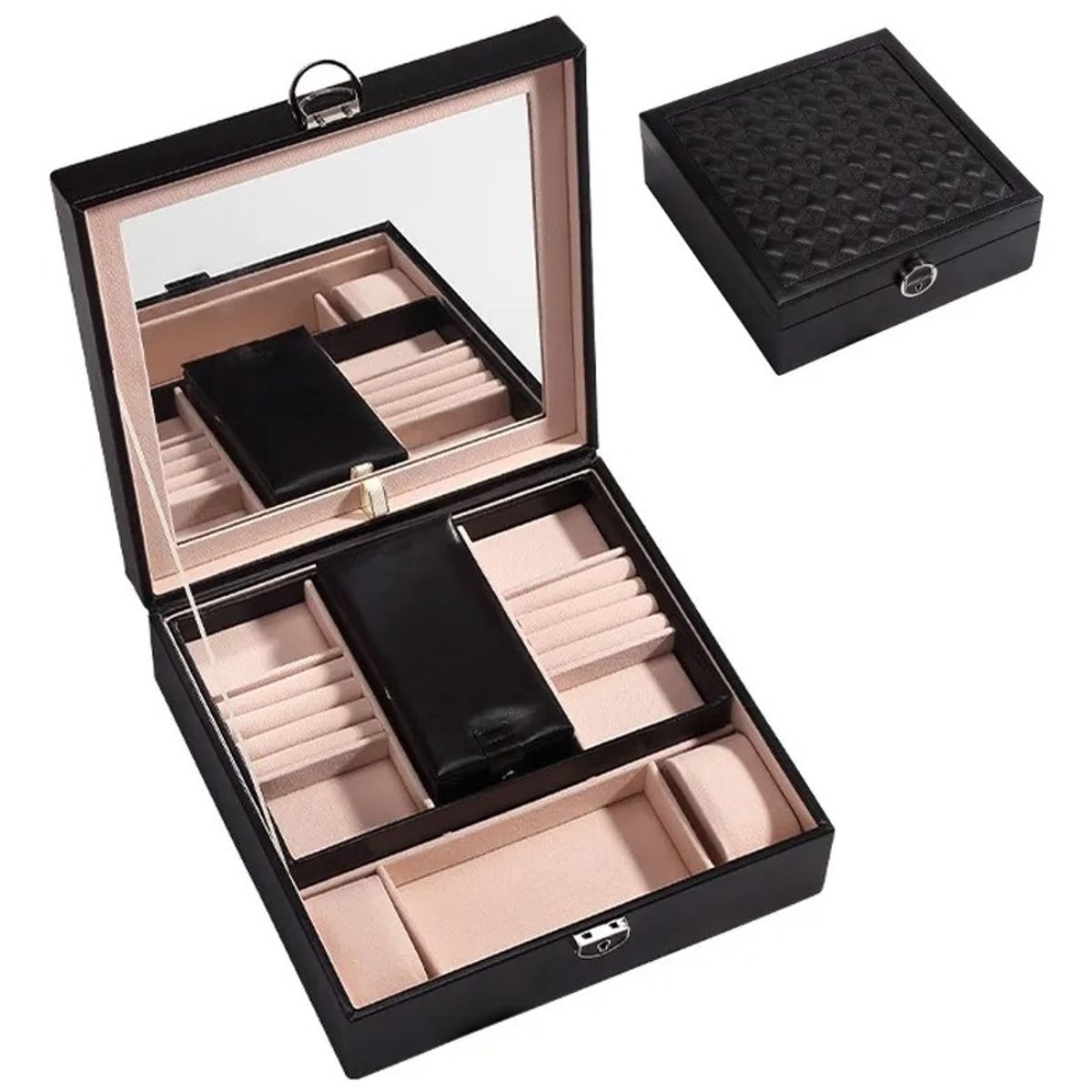 EVERSO - Organizador Joyas Estuche Joyero Portátil Viaje Exhibidor Negro