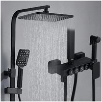 Llave Monomando Ducha Columna Negra Push Boton