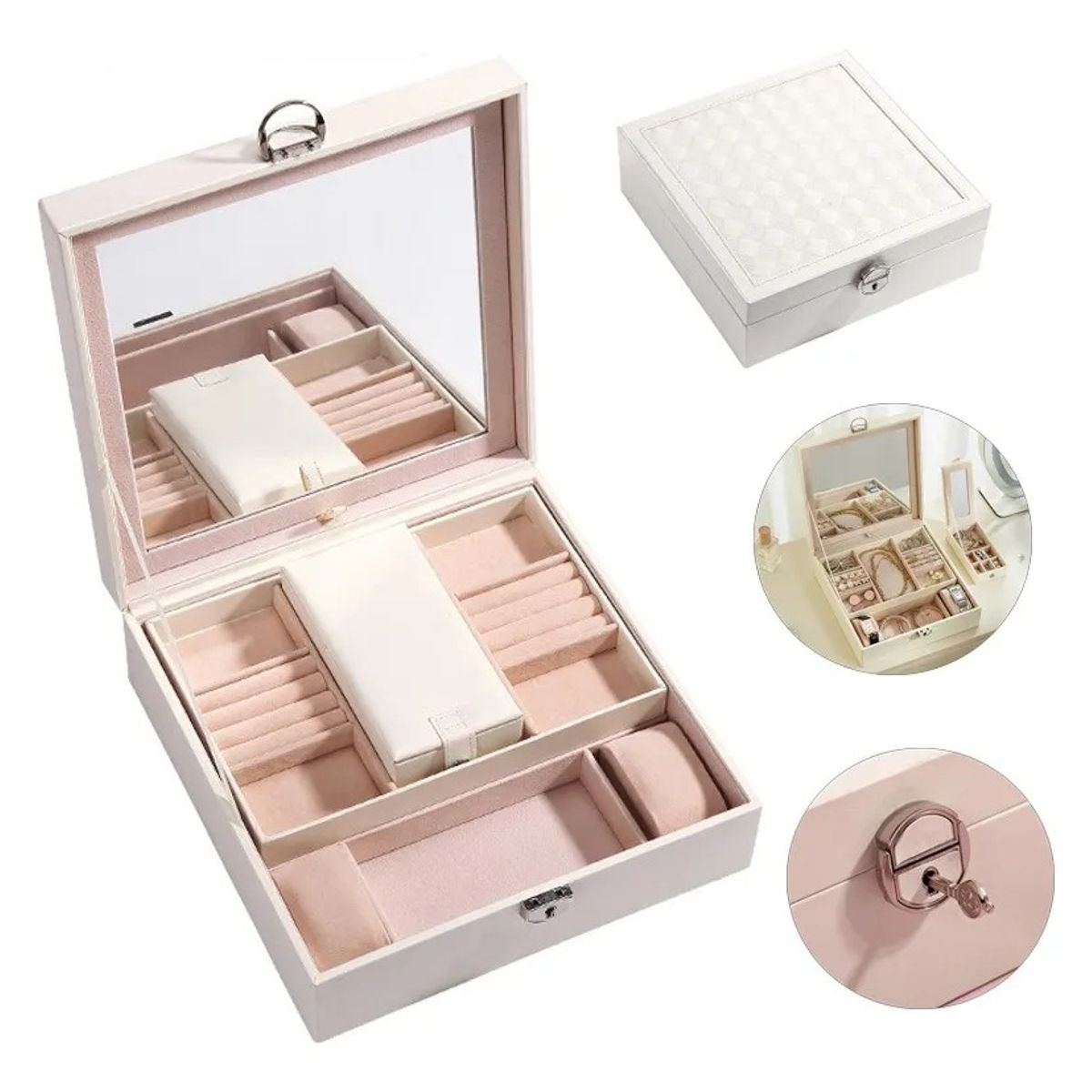 EVERSO - Organizador Joyas Estuche Joyero Portátil Viaje Exhibidor Negro