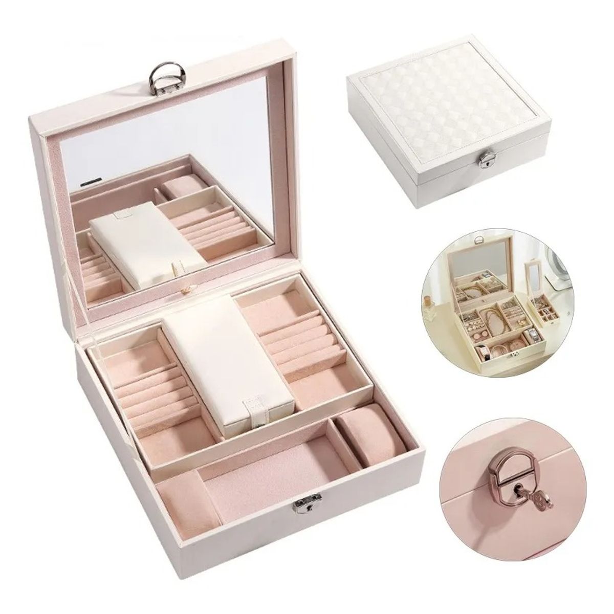 EVERSO - Organizador Joyas Estuche Joyero Portátil Viaje Exhibidor Negro