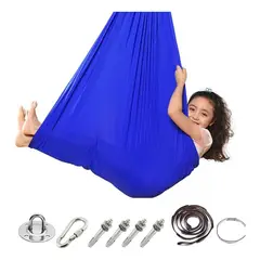 EVERSO - Columpio Sensorial Hamaca Niños Interior Y Exterio Azul Elástico