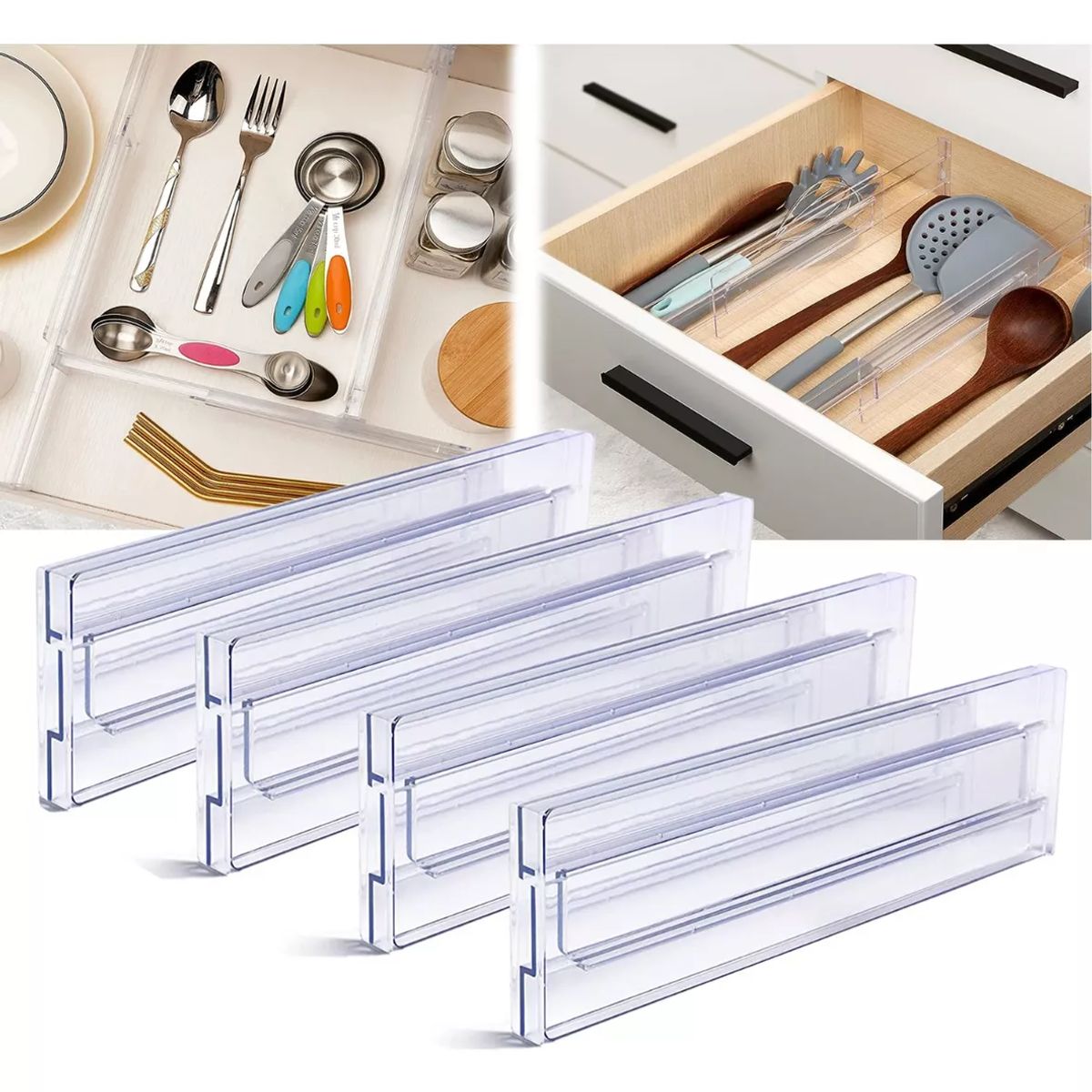 ATURE - 4u Organizador Ajustable Divisor De Cajón 28-52 Cm