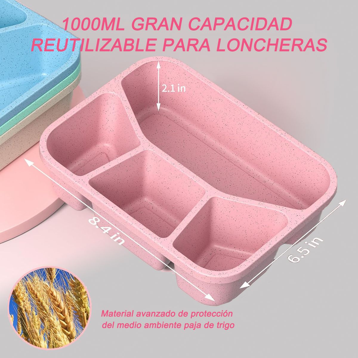 WELDMON - 4 contenedor lonchera Japonesa de paja de trigo apta para microondas