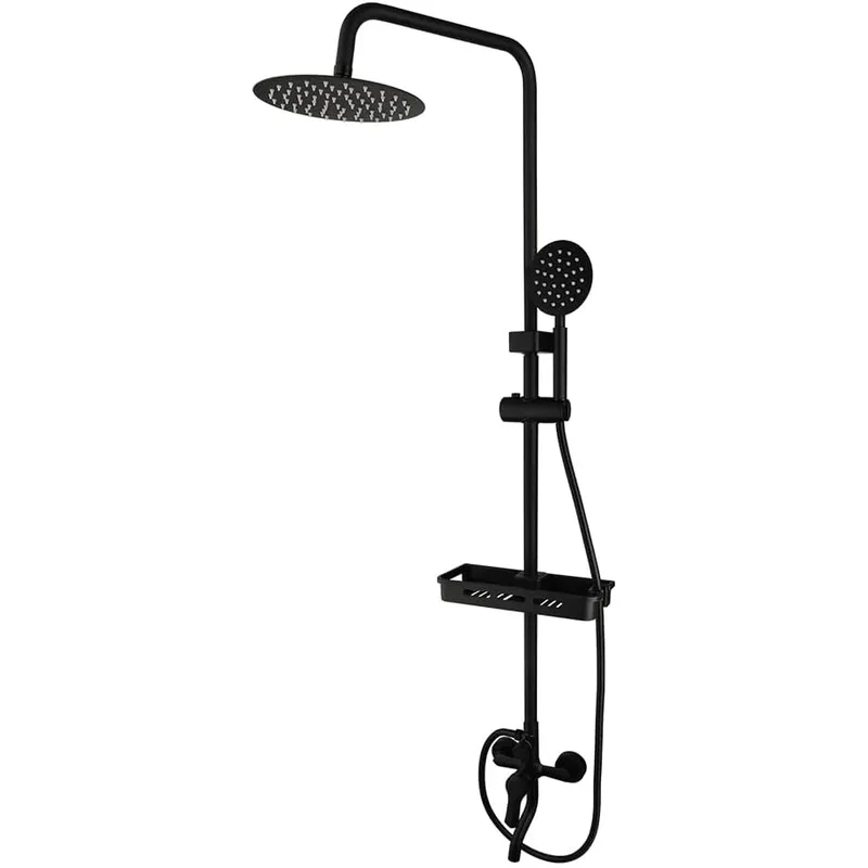 KUANGYE - Moderna Columna De Ducha Negro Mate 3 Funciones