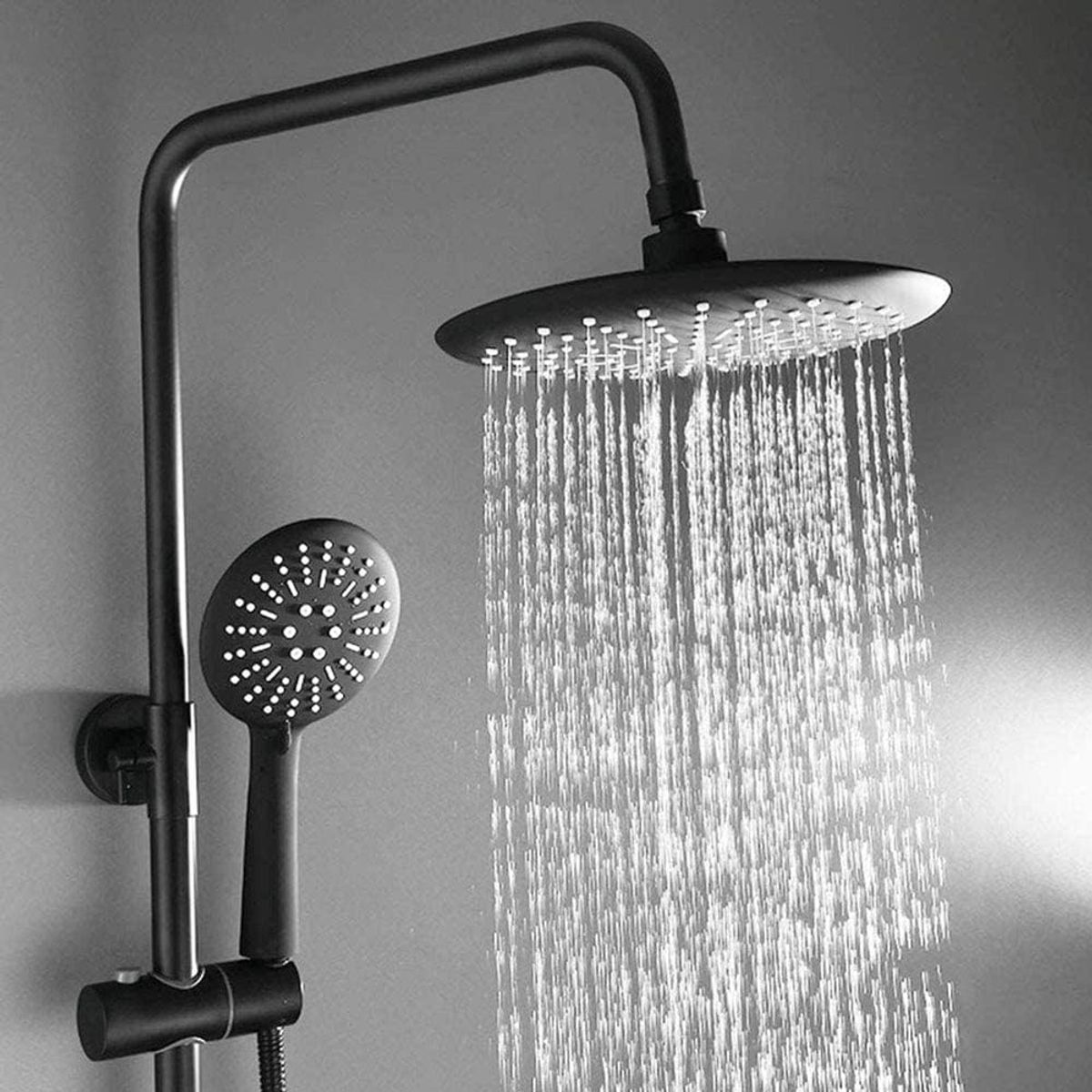 KUANGYE - Moderna Columna De Ducha Negro Mate 3 Funciones