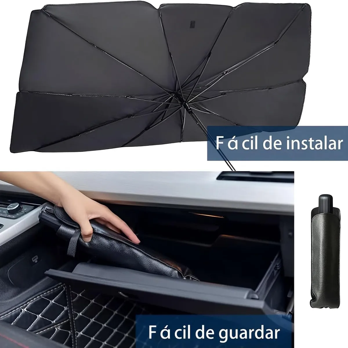 MOVI - PARASOL PLEGABLE PARA AUTO CON FILTRO UV TIPO PARAGUAS