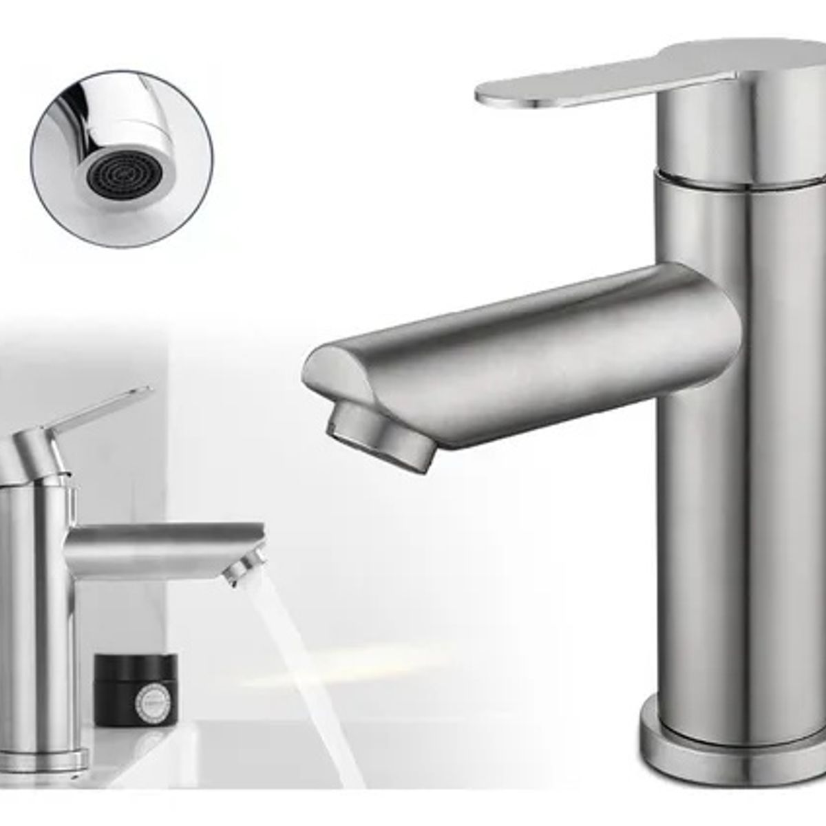 KUANGYE - Llave Monomando Lavatorio Lavamanos Modern Plateado Cepillad