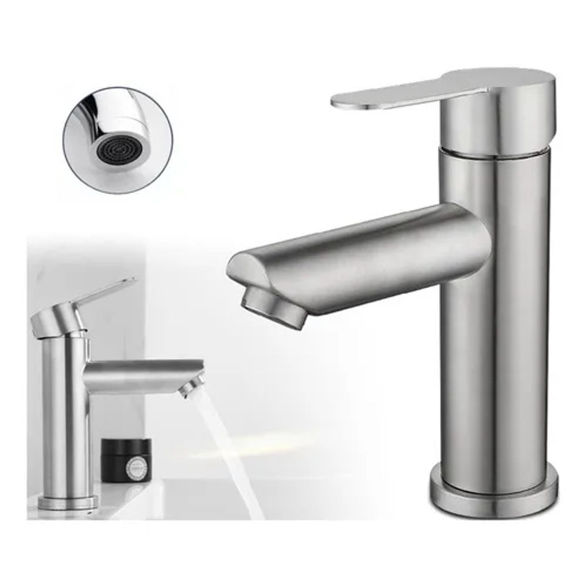 KUANGYE - Llave Monomando Lavatorio Lavamanos Modern Plateado Cepillad