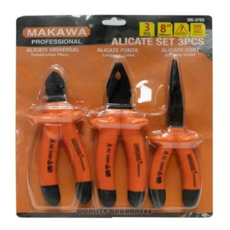 MAKAWA - Kit Set Juego De Alicates Aislados 3 Piezas Makawa Mk0765