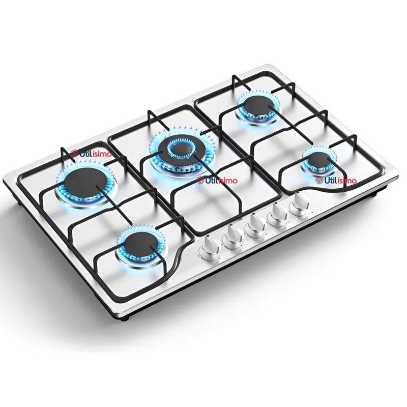 LINE - Cocina Encimera Gas Licuado 5 Platos Acero Inoxidable