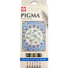SAKURA - Set 6 Tiralíneas Pigma Mandala 0.5mm Colores Fríos
