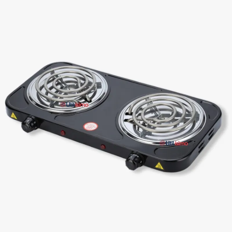 LINE - Cocina Eléctrica 2 Platos 2000W de Potencia Cocinilla Portátil Negro