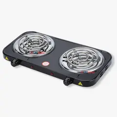 LINE - Cocina Eléctrica 2 Platos 2000W de Potencia Cocinilla Portátil Negro